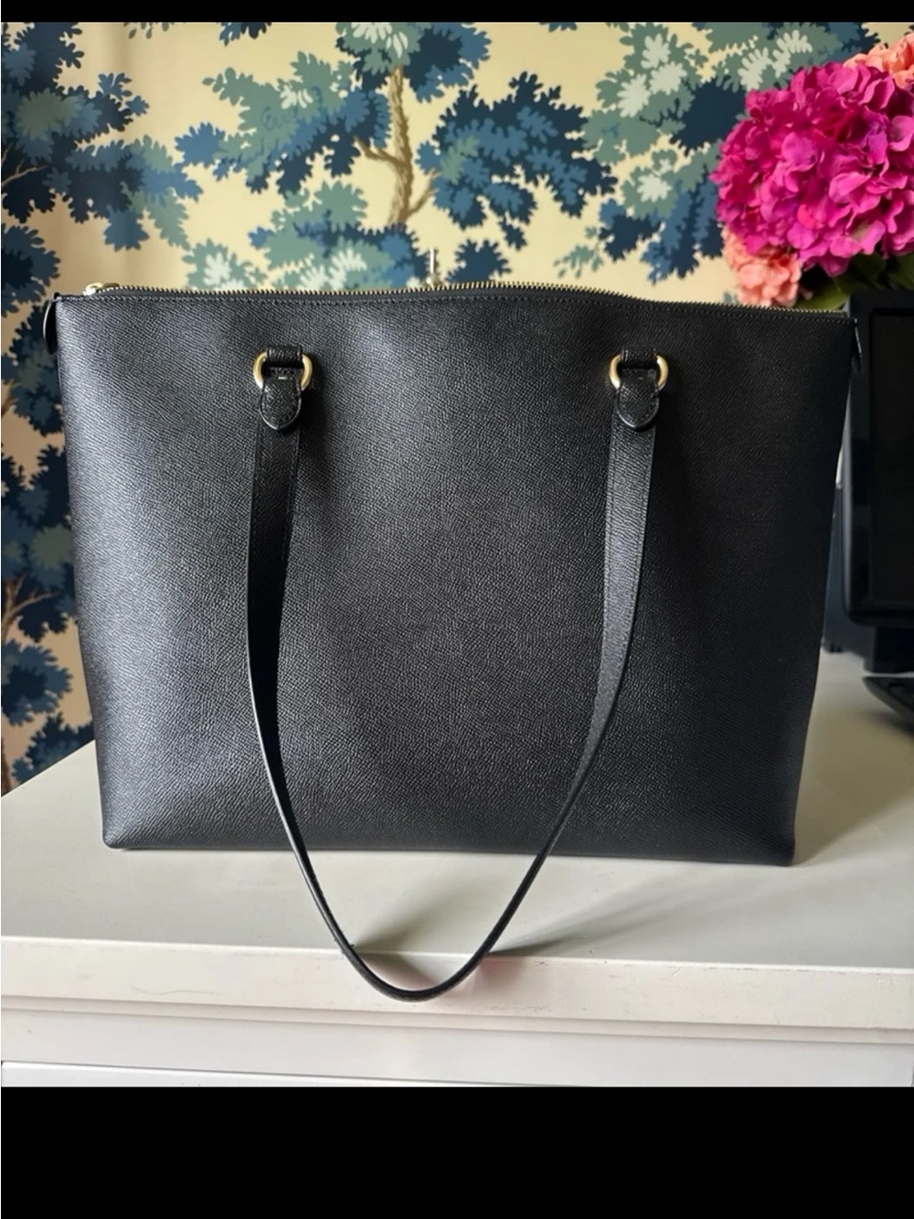 Coach Gallery Tote (F79608) Black Cross Grain Leather Bag - Picture 9 of 13